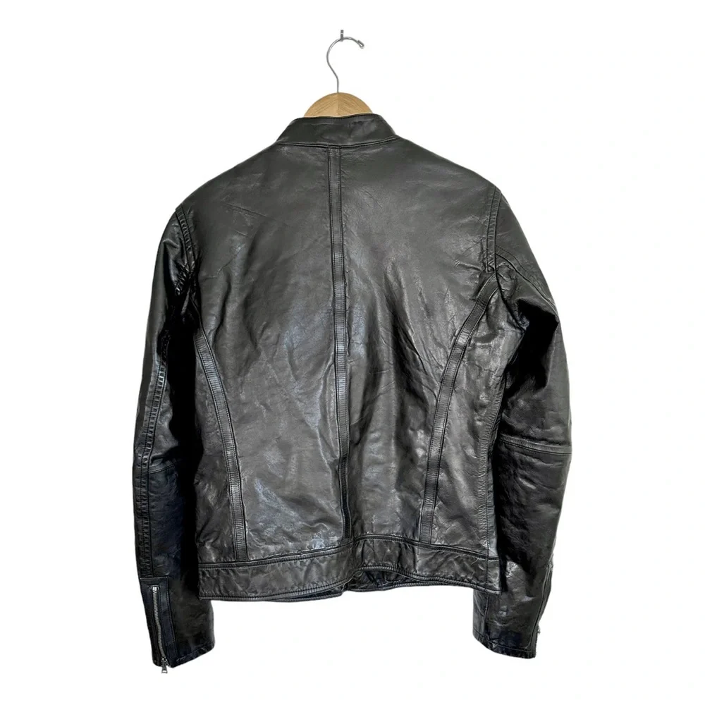 Banana Republic Women's Leather Jacket Asymmetrical Zipper Zip Cuffs Size Medium - Picture 9 of 15